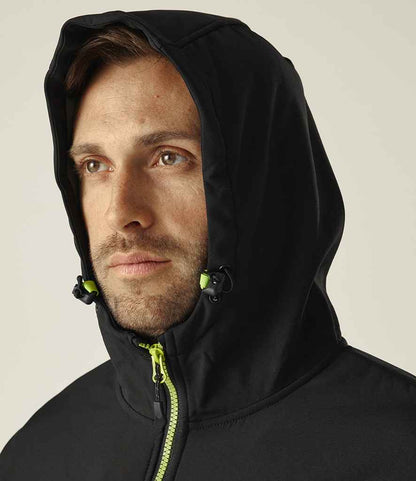 Regatta Professional Regatta Navigate Two Layer Hooded Soft Shell Jacket Black/Lime Green