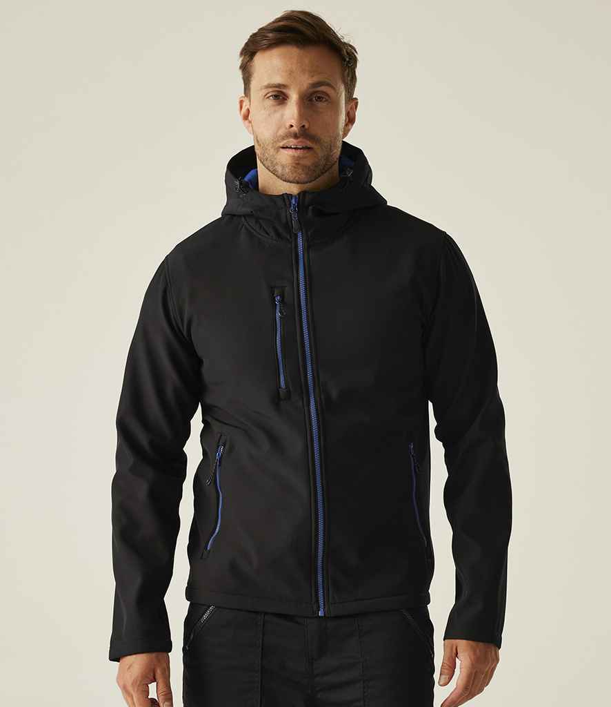 Regatta Professional Regatta Navigate Two Layer Hooded Soft Shell Jacket Black/New Royal Blue