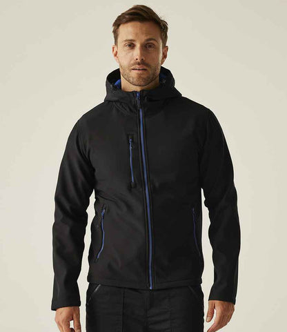 Regatta Professional Regatta Navigate Two Layer Hooded Soft Shell Jacket Black/New Royal Blue