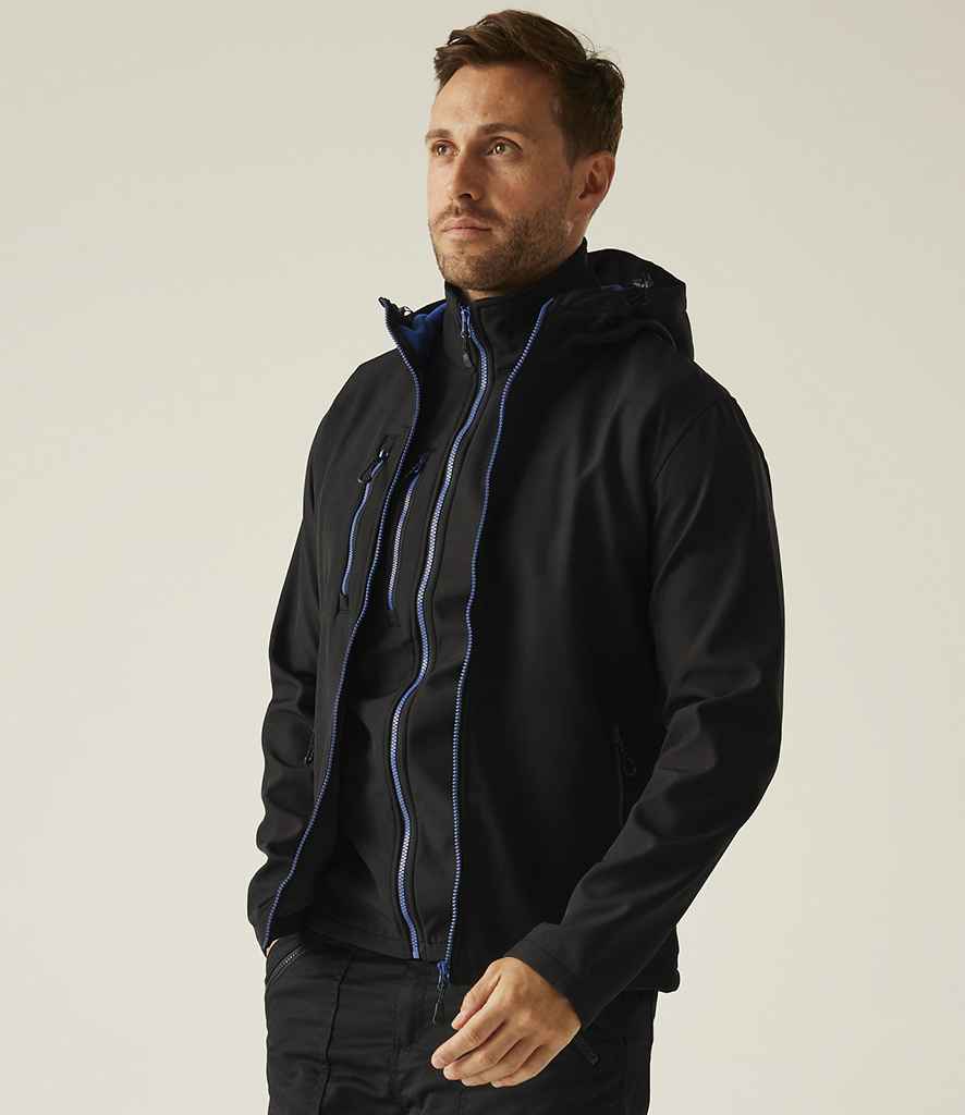 Regatta Professional Regatta Navigate Two Layer Hooded Soft Shell Jacket Black/New Royal Blue