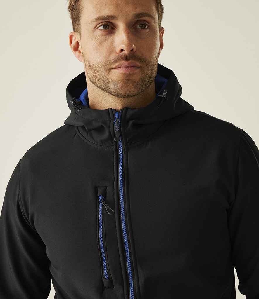Regatta Professional Regatta Navigate Two Layer Hooded Soft Shell Jacket Black/New Royal Blue