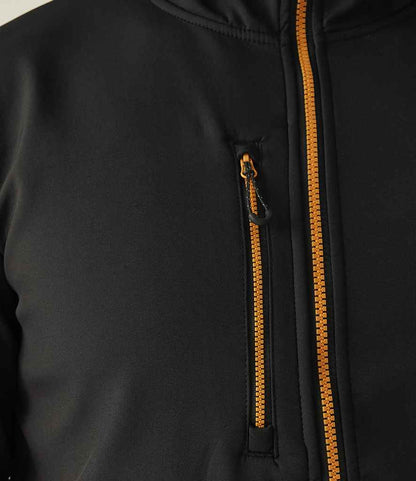 Regatta Professional Regatta Navigate Two Layer Hooded Soft Shell Jacket Black/Orange Pop