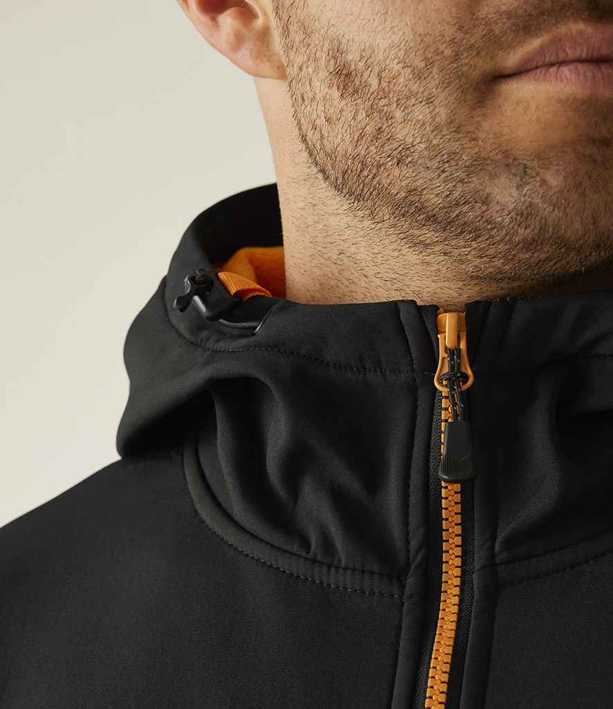 Regatta Professional Regatta Navigate Two Layer Hooded Soft Shell Jacket Black/Orange Pop