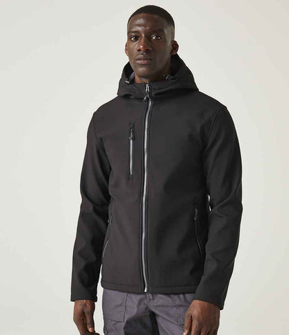 Regatta Professional Regatta Navigate Two Layer Hooded Soft Shell Jacket Black/Seal Grey