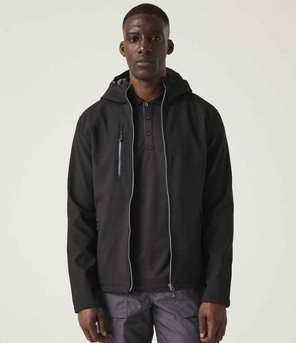Regatta Professional Regatta Navigate Two Layer Hooded Soft Shell Jacket Black/Seal Grey