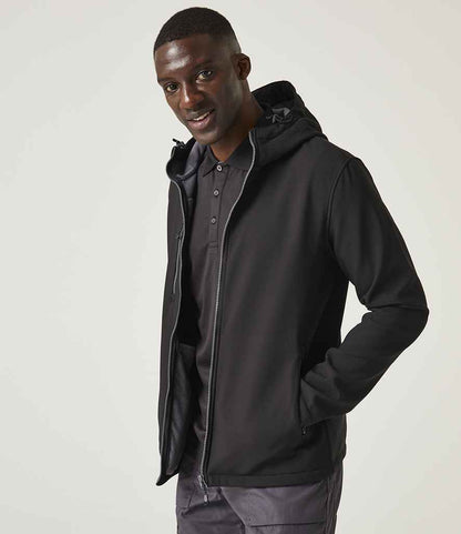 Regatta Professional Regatta Navigate Two Layer Hooded Soft Shell Jacket Black/Seal Grey