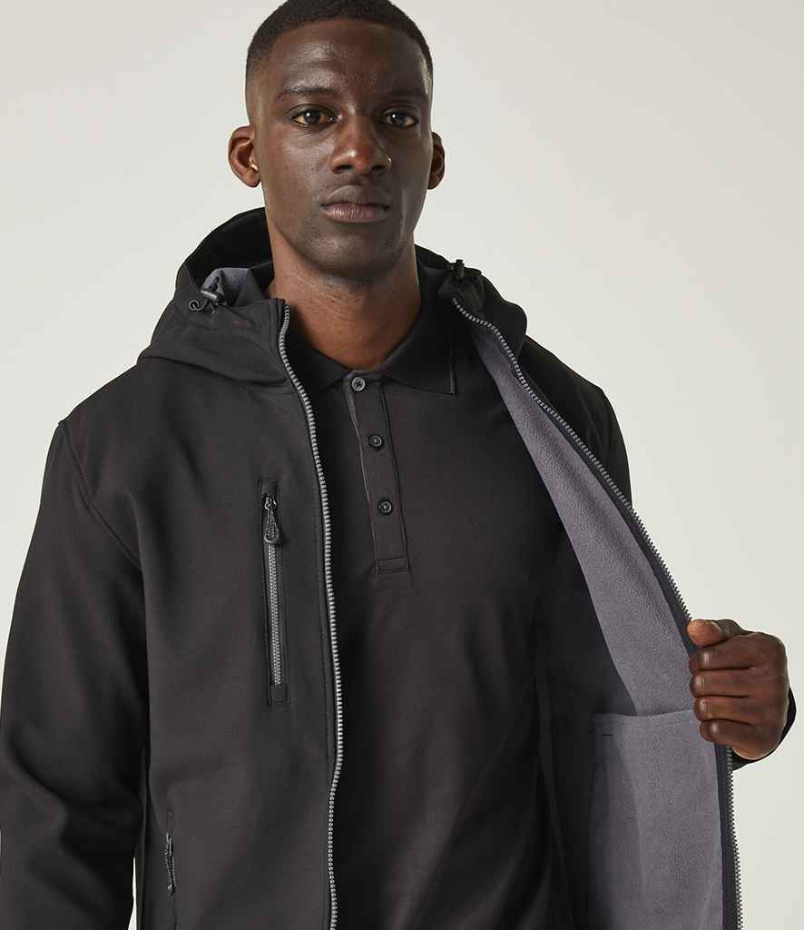 Regatta Professional Regatta Navigate Two Layer Hooded Soft Shell Jacket Black/Seal Grey