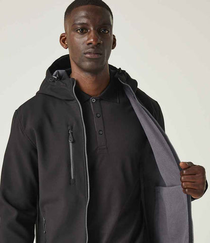 Regatta Professional Regatta Navigate Two Layer Hooded Soft Shell Jacket Black/Seal Grey