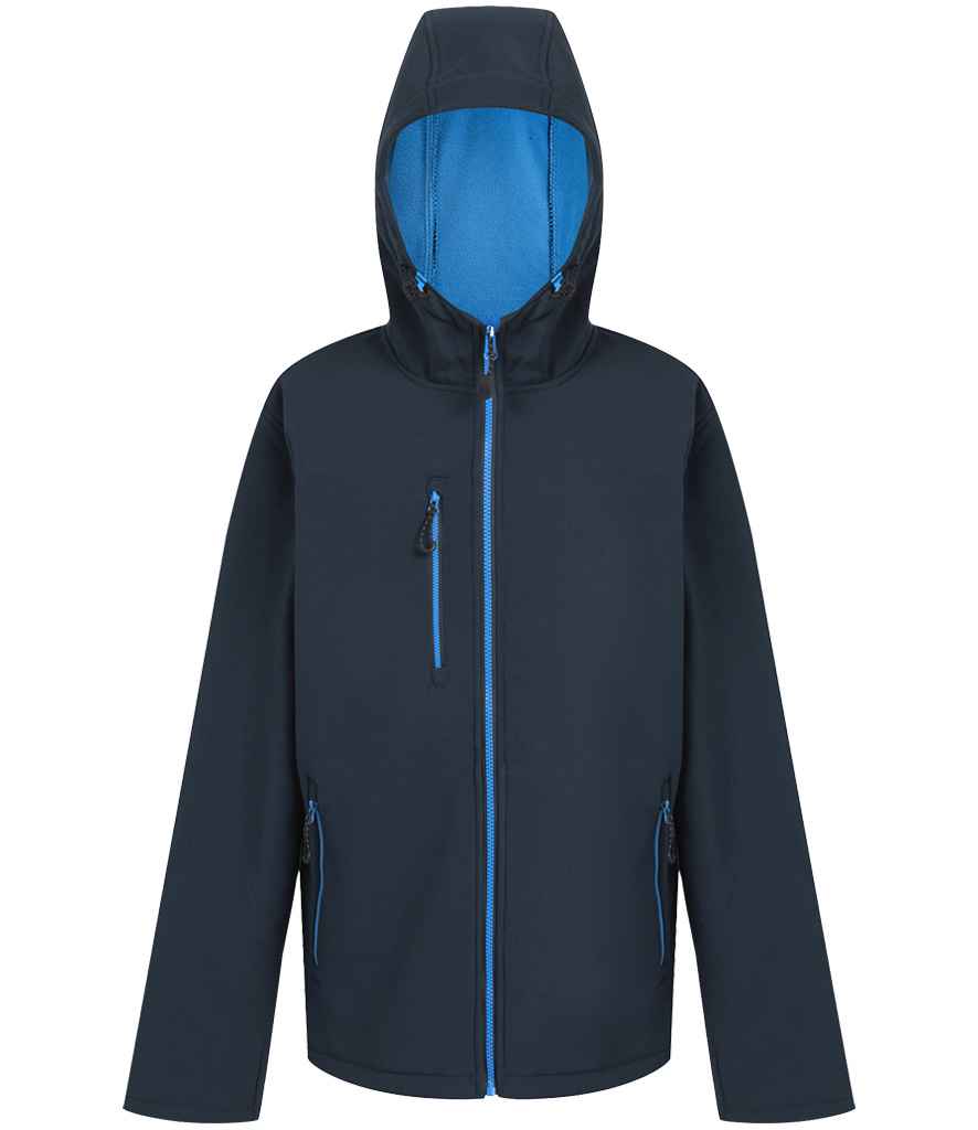 Regatta Navigate Two Layer Hooded Soft Shell Jacket in Navy/French Blue