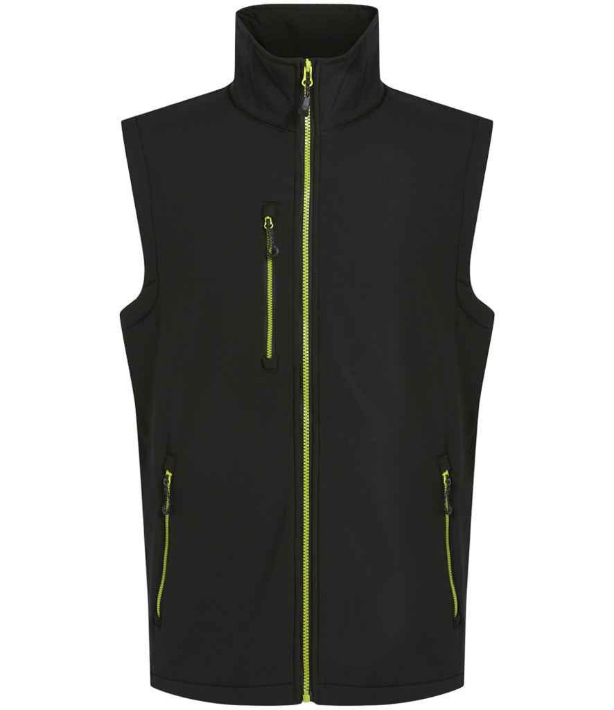 Regatta Navigate Two Layer Soft Shell Bodywarmer in Black/Lime Green