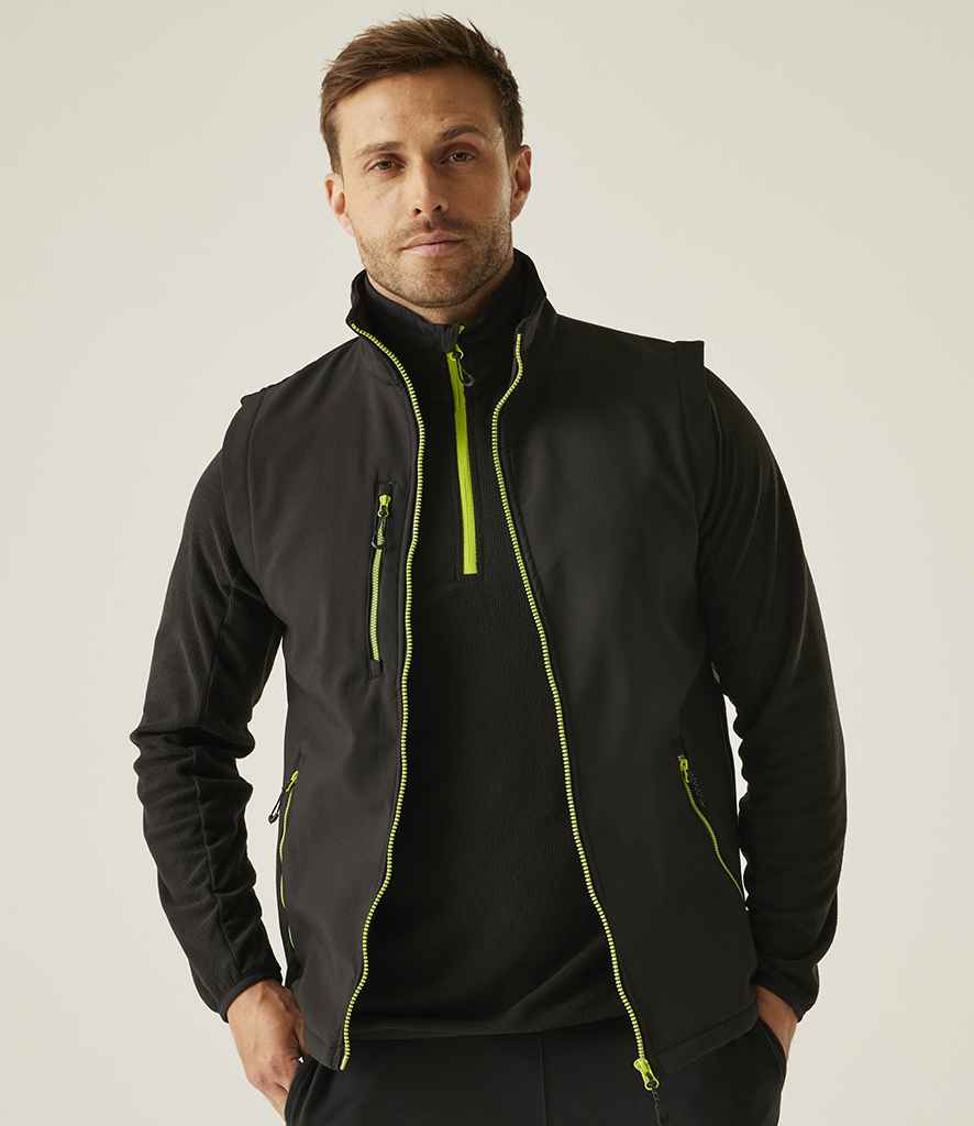 Regatta Professional Regatta Navigate Two Layer Soft Shell Bodywarmer Black/Lime Green