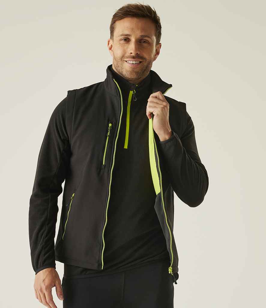 Regatta Professional Regatta Navigate Two Layer Soft Shell Bodywarmer Black/Lime Green