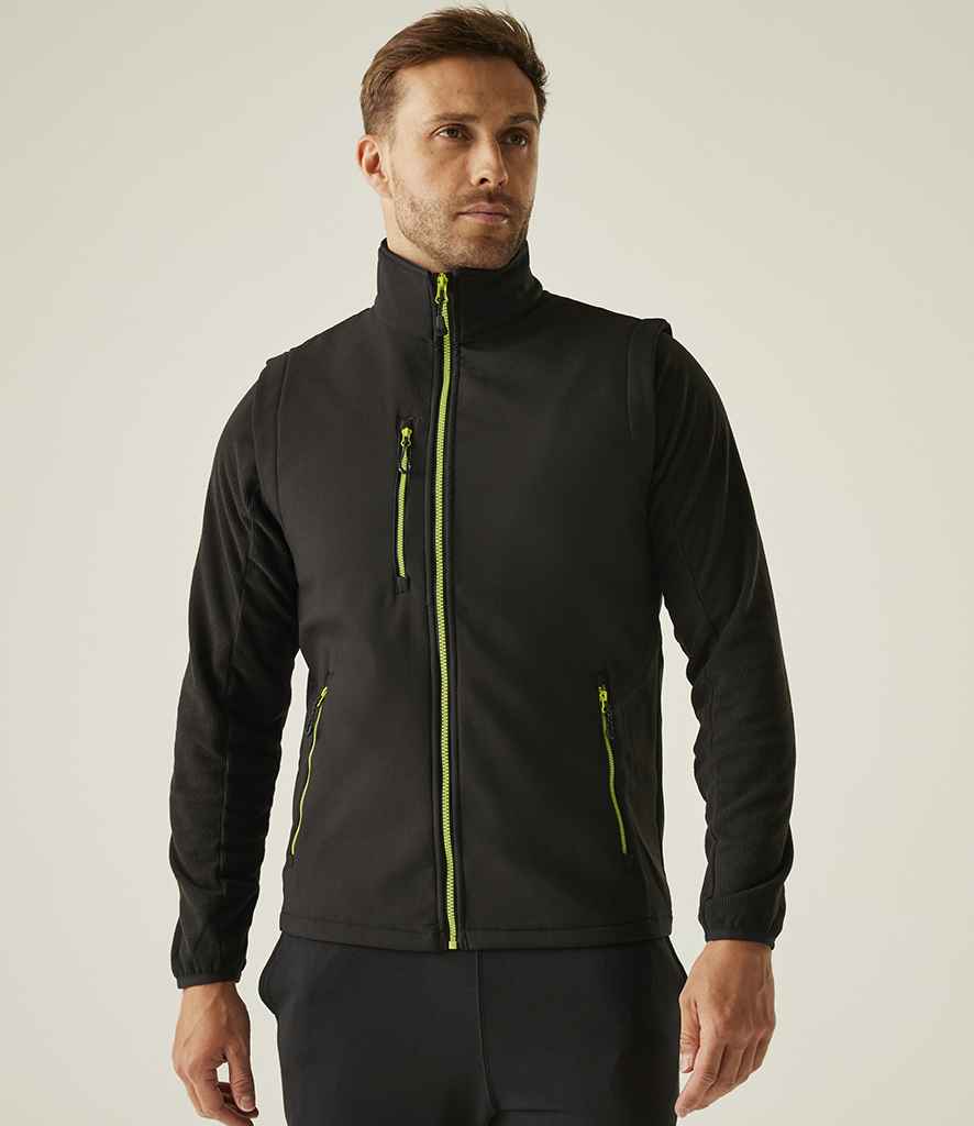 Regatta Professional Regatta Navigate Two Layer Soft Shell Bodywarmer Black/Lime Green