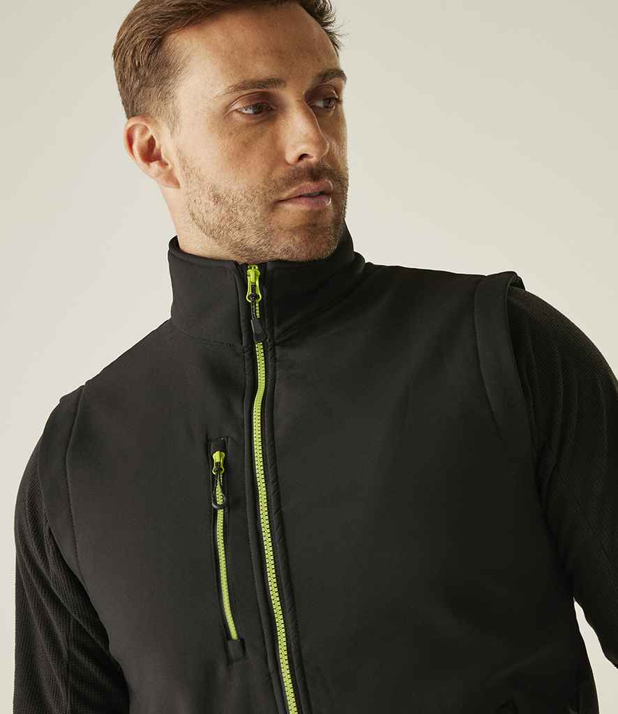 Regatta Professional Regatta Navigate Two Layer Soft Shell Bodywarmer Black/Lime Green
