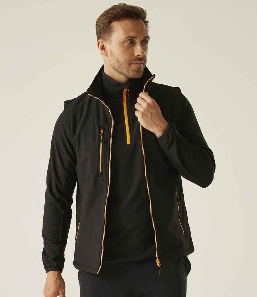 Regatta Professional Regatta Navigate Two Layer Soft Shell Bodywarmer Black/Orange Pop