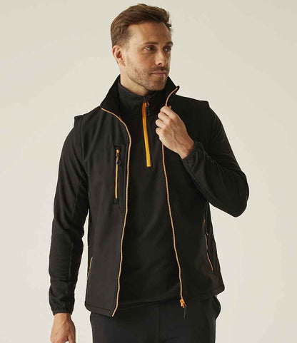 Regatta Professional Regatta Navigate Two Layer Soft Shell Bodywarmer Black/Orange Pop