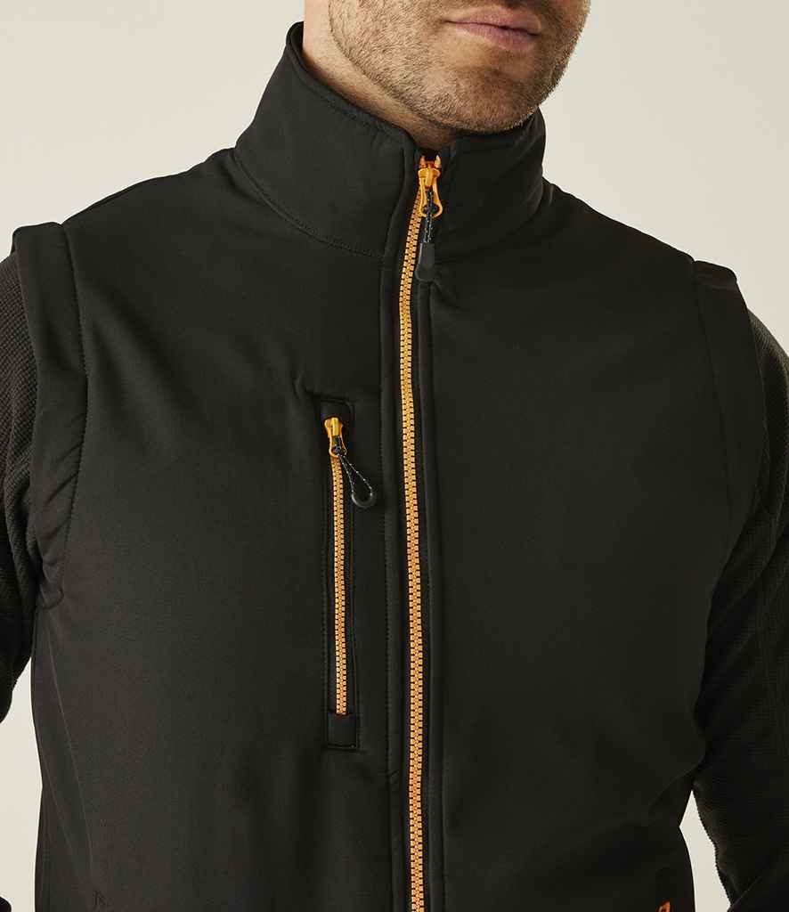 Regatta Professional Regatta Navigate Two Layer Soft Shell Bodywarmer Black/Orange Pop