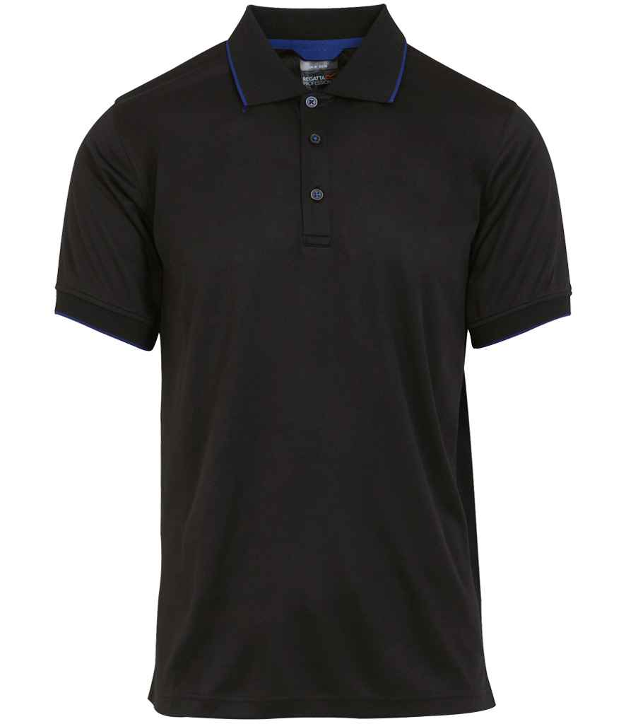 Regatta Navigate Polo Shirt in Black/New Royal Blue