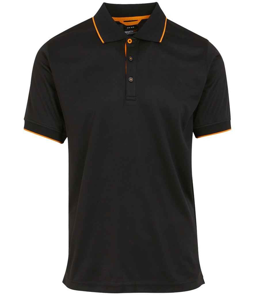 Regatta Navigate Polo Shirt in Black/Orange Pop