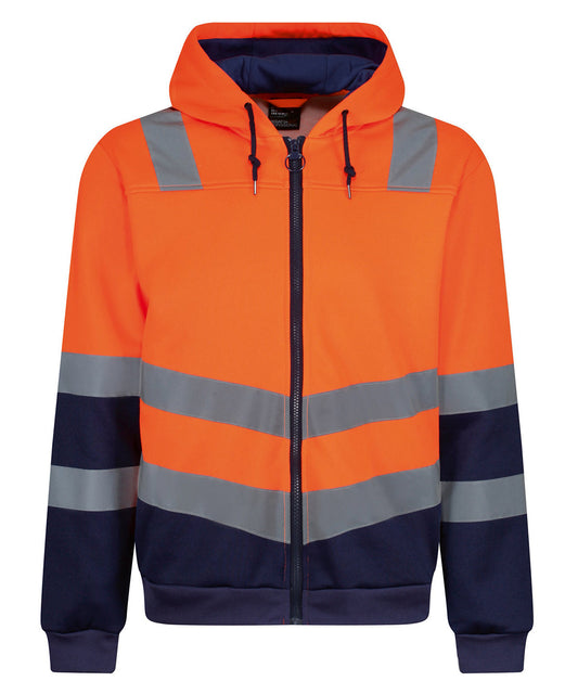 Regatta High Visibility Pro hi-vis full zip hoodie Orange/Navy