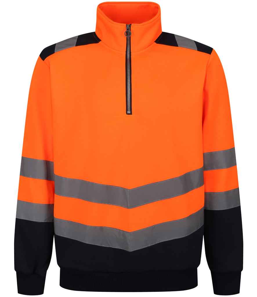 Regatta High Visibility Pro 1/4 Zip Sweatshirt in Orange/Navy