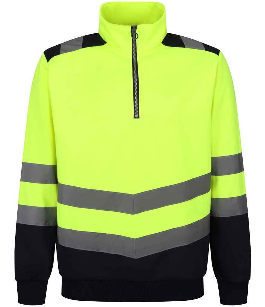 Regatta High Visibility Pro 1/4 Zip Sweatshirt in Yellow/Navy