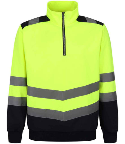 Regatta High Visibility Pro 1/4 Zip Sweatshirt in Yellow/Navy