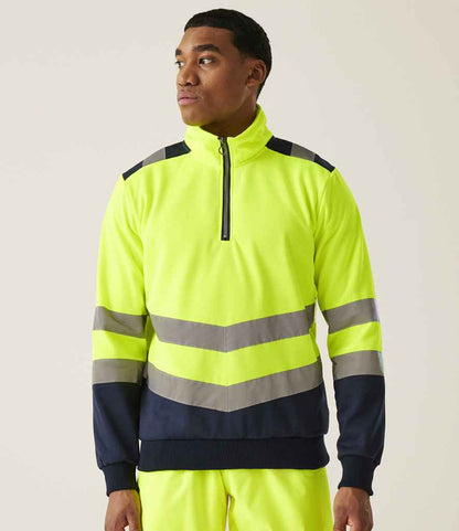 Regatta High Visibility Regatta High Visibility Pro 1/4 Zip Sweatshirt Yellow/Navy