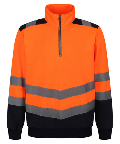 Regatta High Visibility Pro hi-vis ¼-zip sweatshirt Orange/Navy