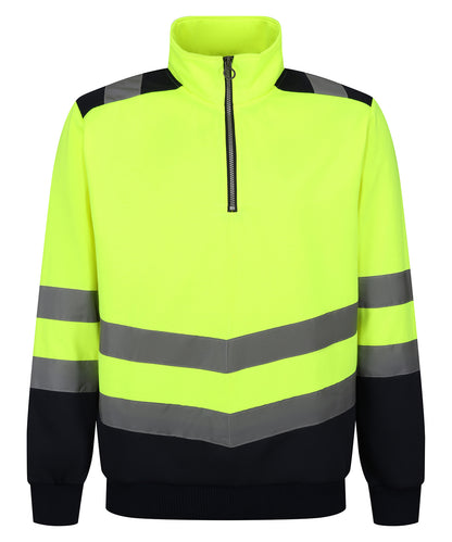 Regatta High Visibility Pro hi-vis ¼-zip sweatshirt Yellow/Navy