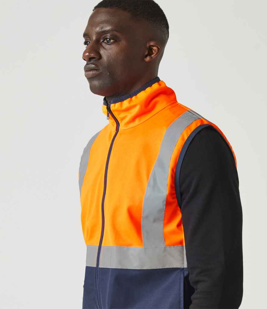 Regatta High Visibility Regatta High Visibility Pro Full Zip Gilet Orange/Navy
