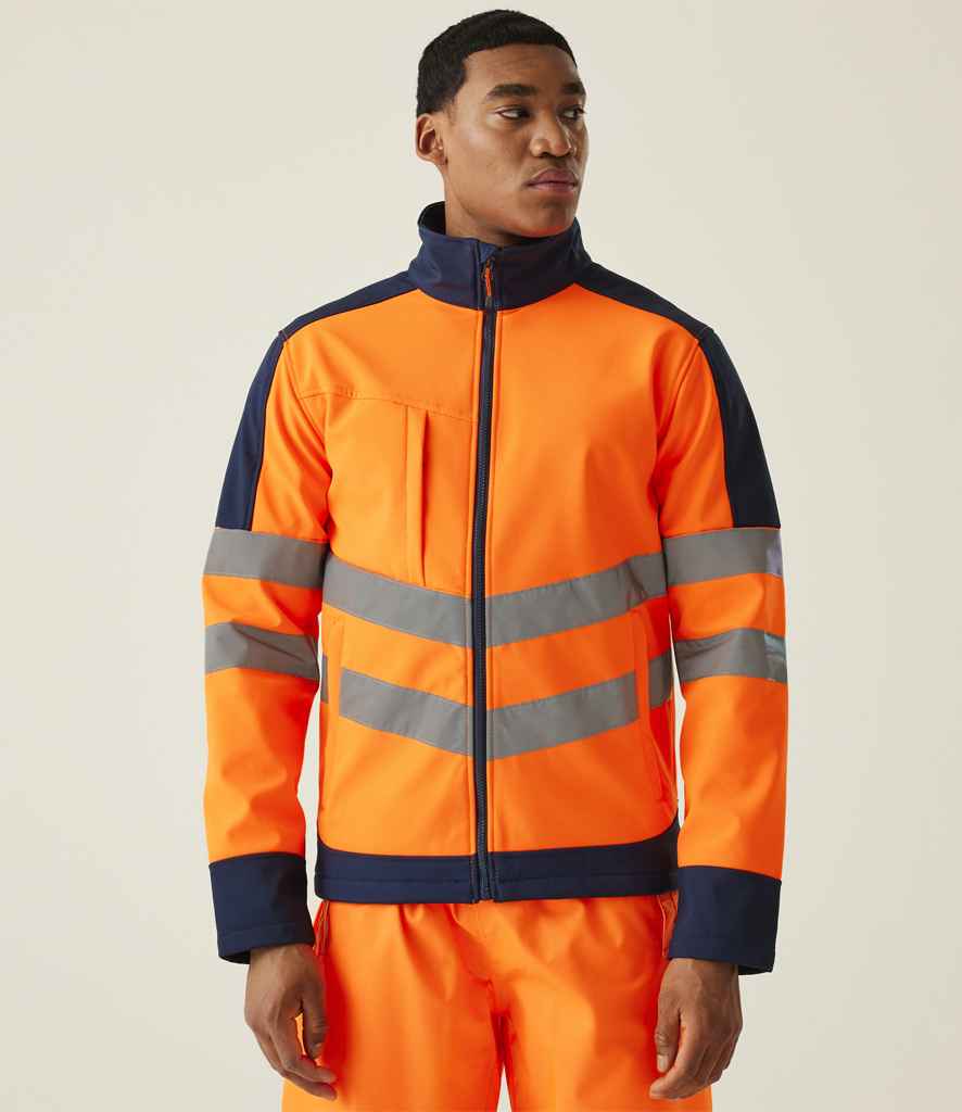 Regatta High Visibility Regatta High Visibility Pro Soft Shell Jacket Orange/Navy