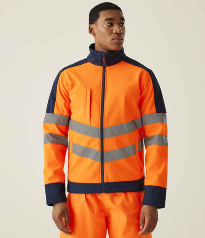 Regatta High Visibility Regatta High Visibility Pro Soft Shell Jacket Orange/Navy