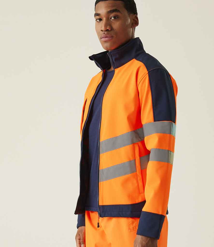Regatta High Visibility Regatta High Visibility Pro Soft Shell Jacket Orange/Navy