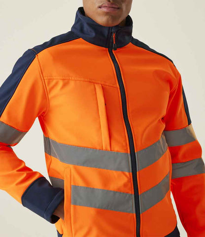 Regatta High Visibility Regatta High Visibility Pro Soft Shell Jacket Orange/Navy