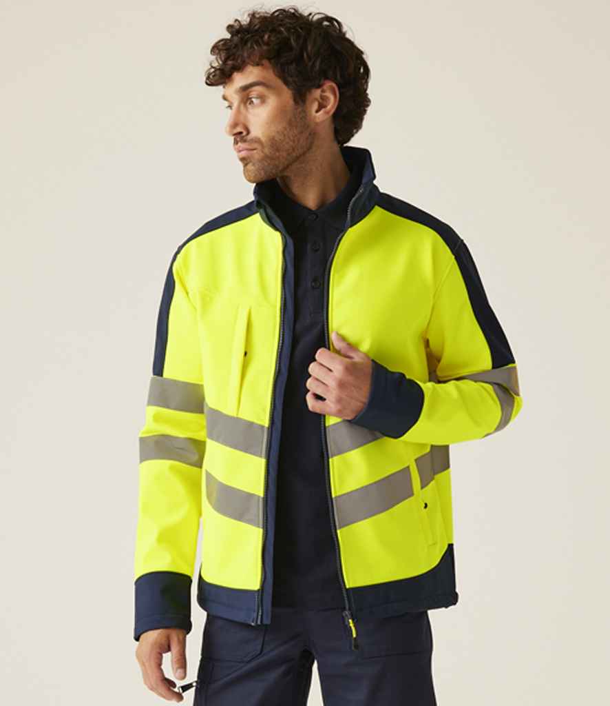 Regatta High Visibility Regatta High Visibility Pro Soft Shell Jacket Yellow/Navy
