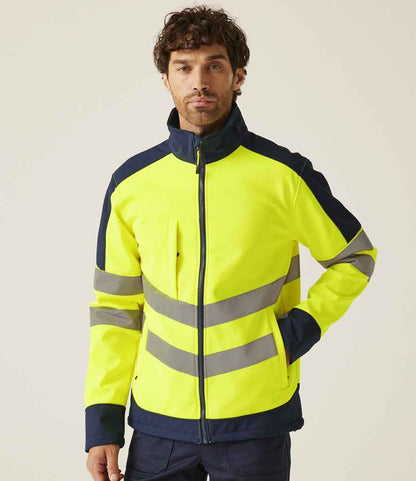 Regatta High Visibility Regatta High Visibility Pro Soft Shell Jacket Yellow/Navy