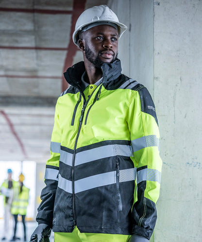 Regatta High Visibility Hi-Vis X-Pro Waterproof shell jacket (Class 2) Black/Orange