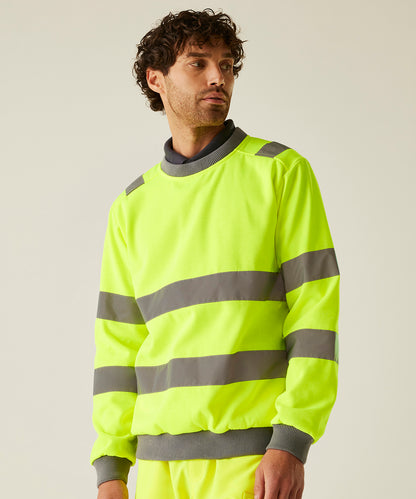 Regatta High Visibility Hi-vis Pro contrast crew neck sweatshirt Orange