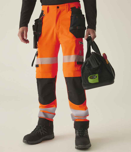 Regatta High Visibility Infiltrate Stretch Holster Trousers - Orange/Black