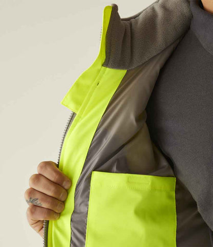 Regatta High Visibility Regatta High Visibility Two Tone Thermal Baffle Jacket Yellow/Grey