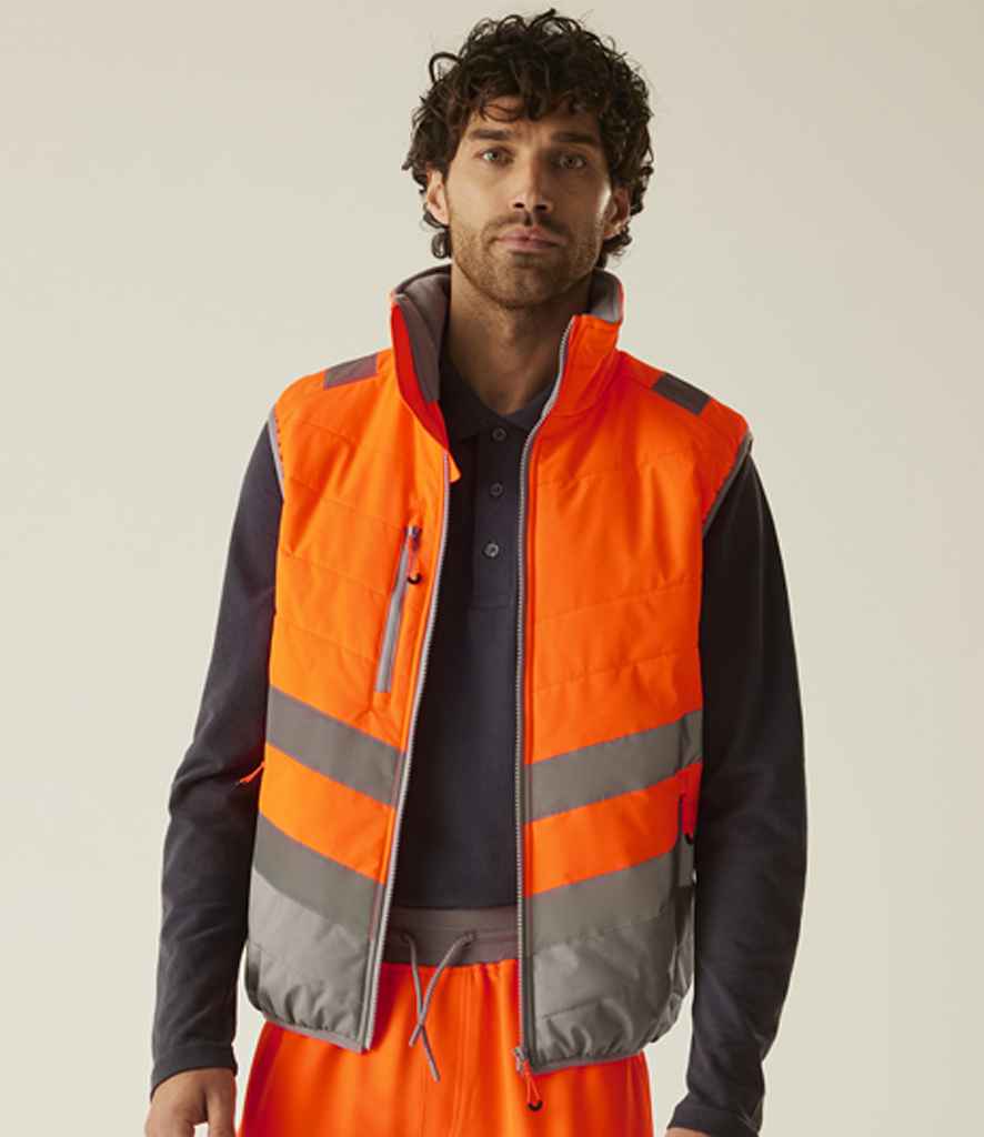 Regatta High Visibility Regatta High Visibility Two Tone Thermal Baffle Bodywarmer Orange/Grey