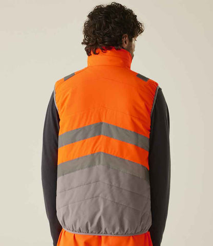 Regatta High Visibility Regatta High Visibility Two Tone Thermal Baffle Bodywarmer Orange/Grey