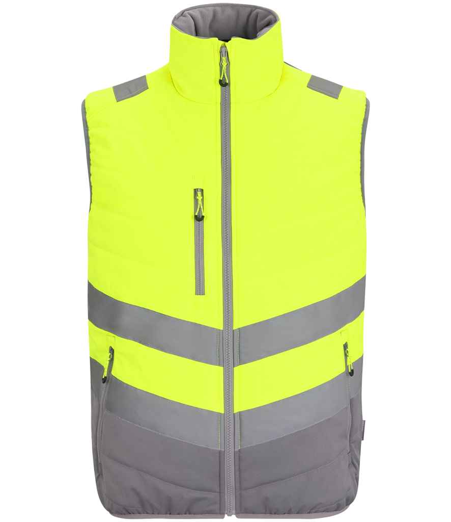 Regatta High Visibility Two Tone Thermal Baffle Bodywarmer in Yellow/Grey