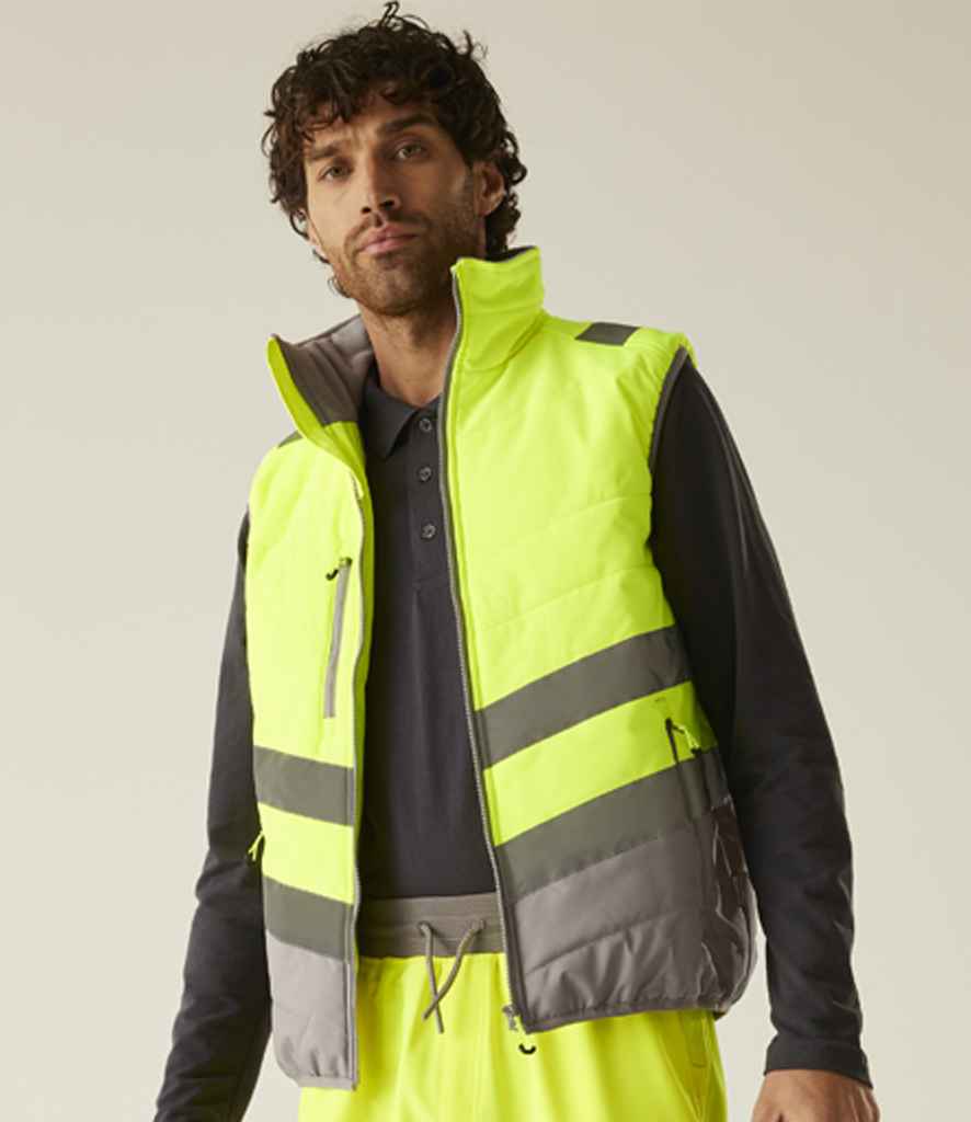 Regatta High Visibility Regatta High Visibility Two Tone Thermal Baffle Bodywarmer Yellow/Grey