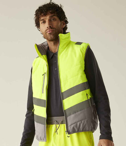 Regatta High Visibility Regatta High Visibility Two Tone Thermal Baffle Bodywarmer Yellow/Grey