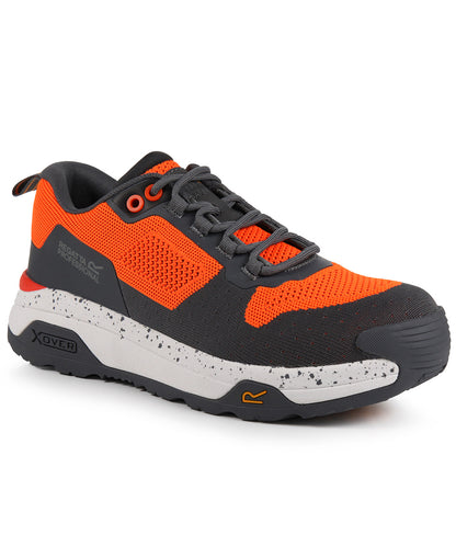 Regatta Safety Footwear Crossfort S1 X-over metal-free safety trainers Flame Orange/Gunmetal