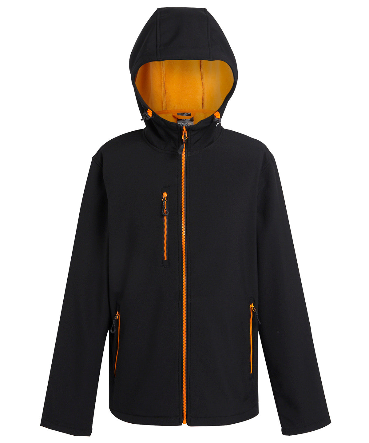 Regatta Professional Navigate 2-layer hooded softshell jacket Black/Orange Pop