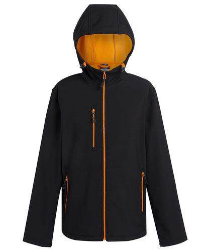 Regatta Professional Navigate 2-layer hooded softshell jacket Black/Orange Pop