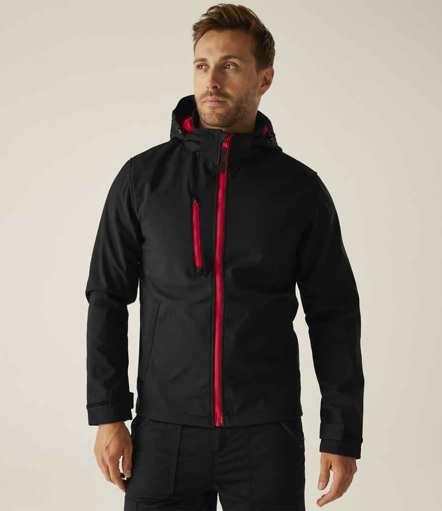 Regatta Professional Regatta Venturer Three Layer Hooded Soft Shell Jacket Black/Classic Red